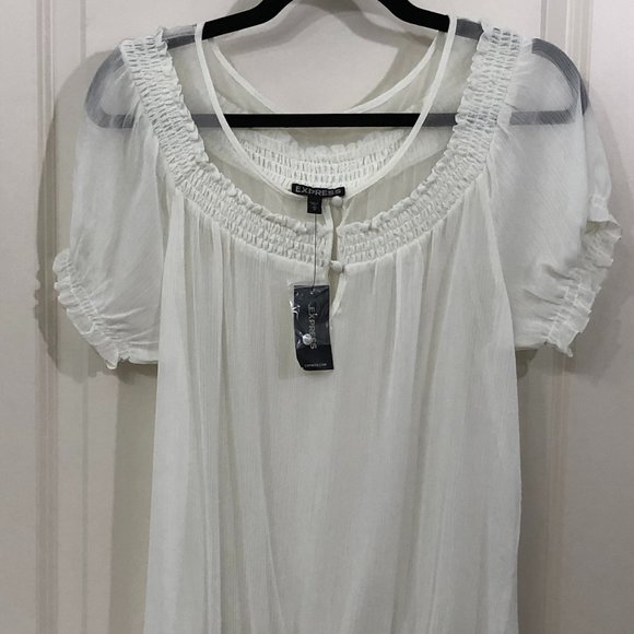 Express Tops - 😍NWT Express Sheer Cream Blouse - Size M😍